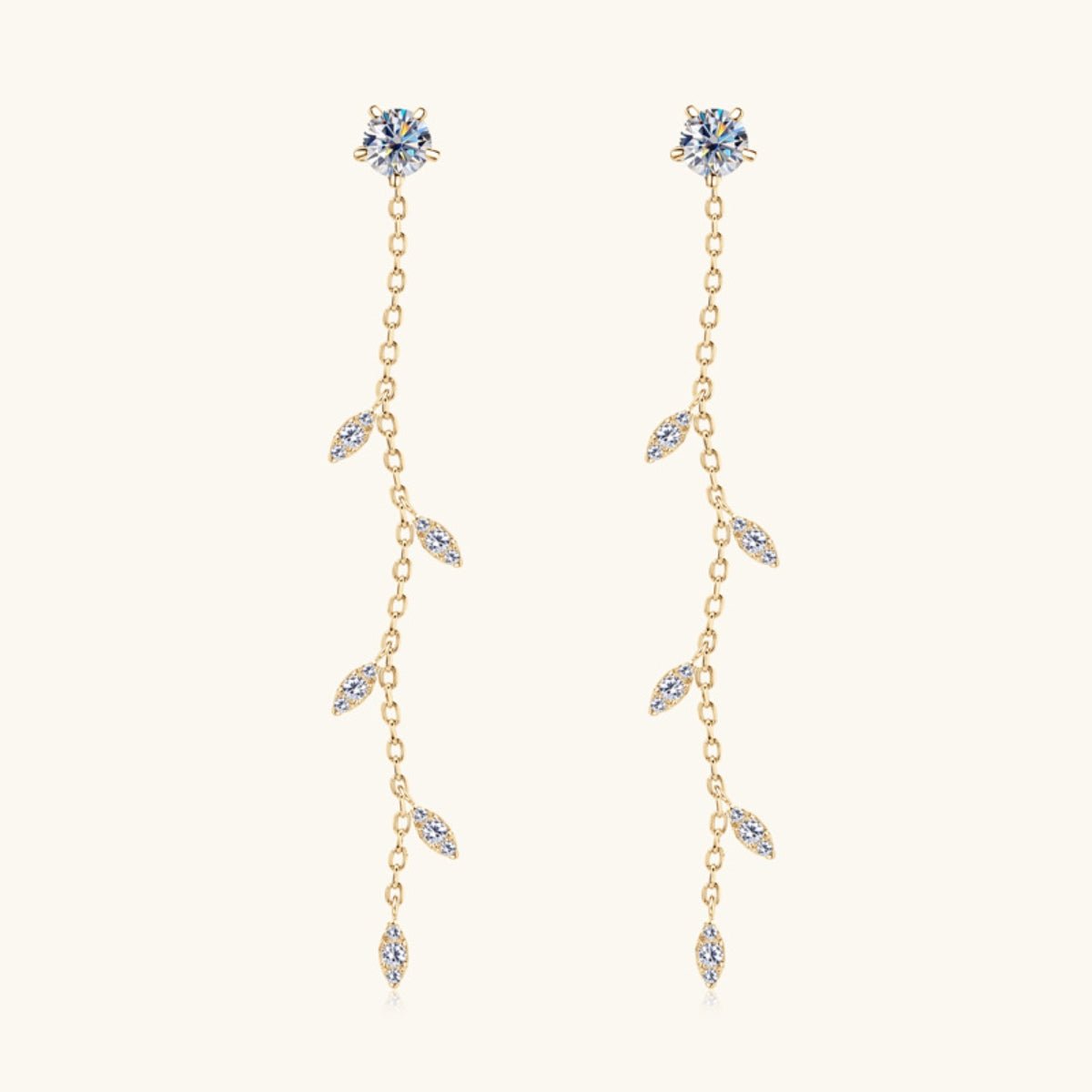 1.38 Carat Moissanite 925 Sterling Silver Leaf Earrings - Avek Brand