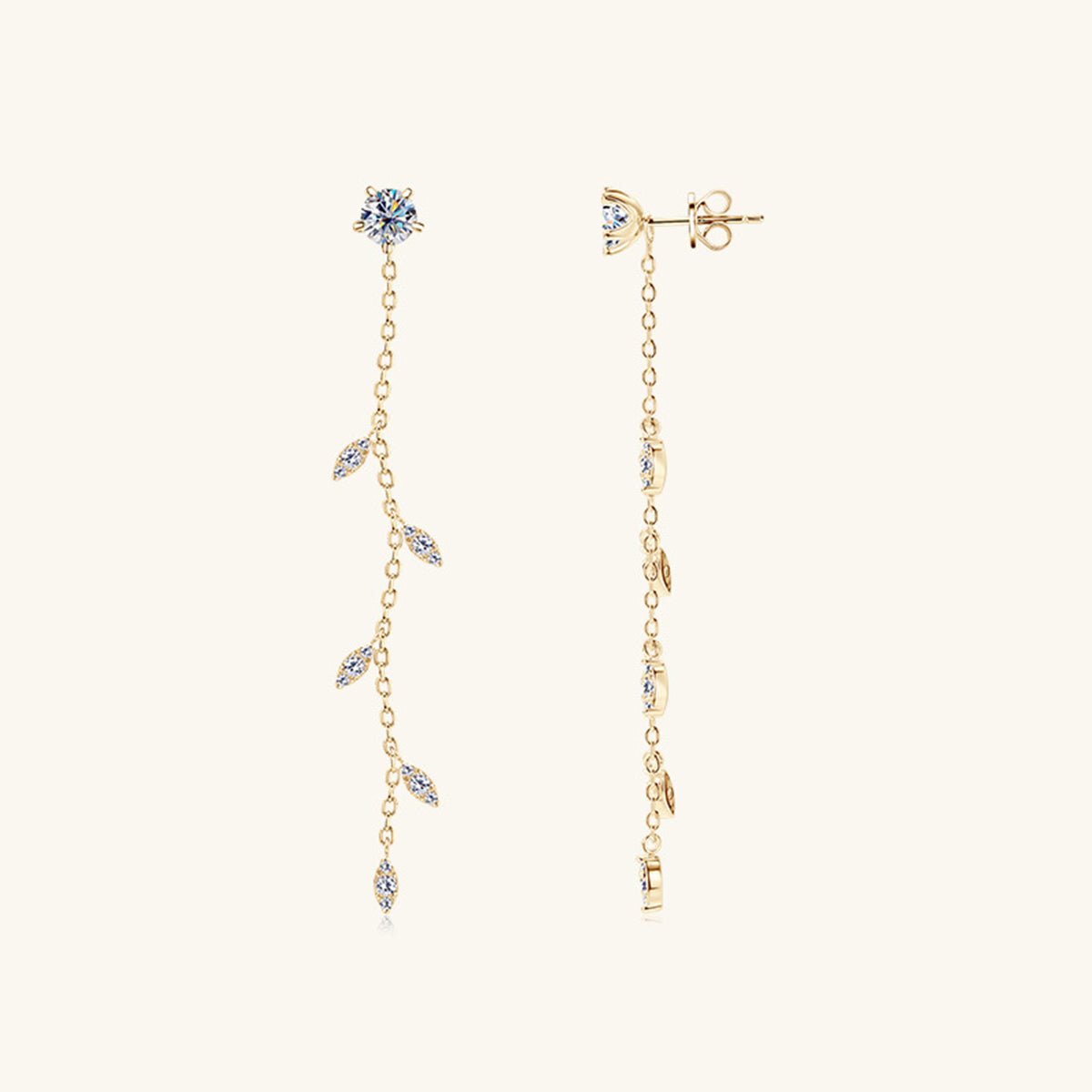 1.38 Carat Moissanite 925 Sterling Silver Leaf Earrings - Avek Brand