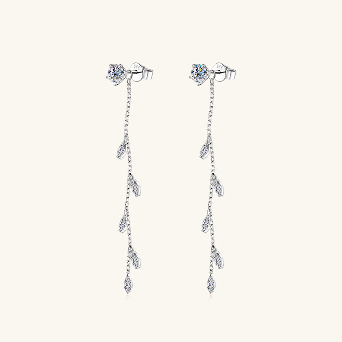 1.38 Carat Moissanite 925 Sterling Silver Leaf Earrings - Avek Brand