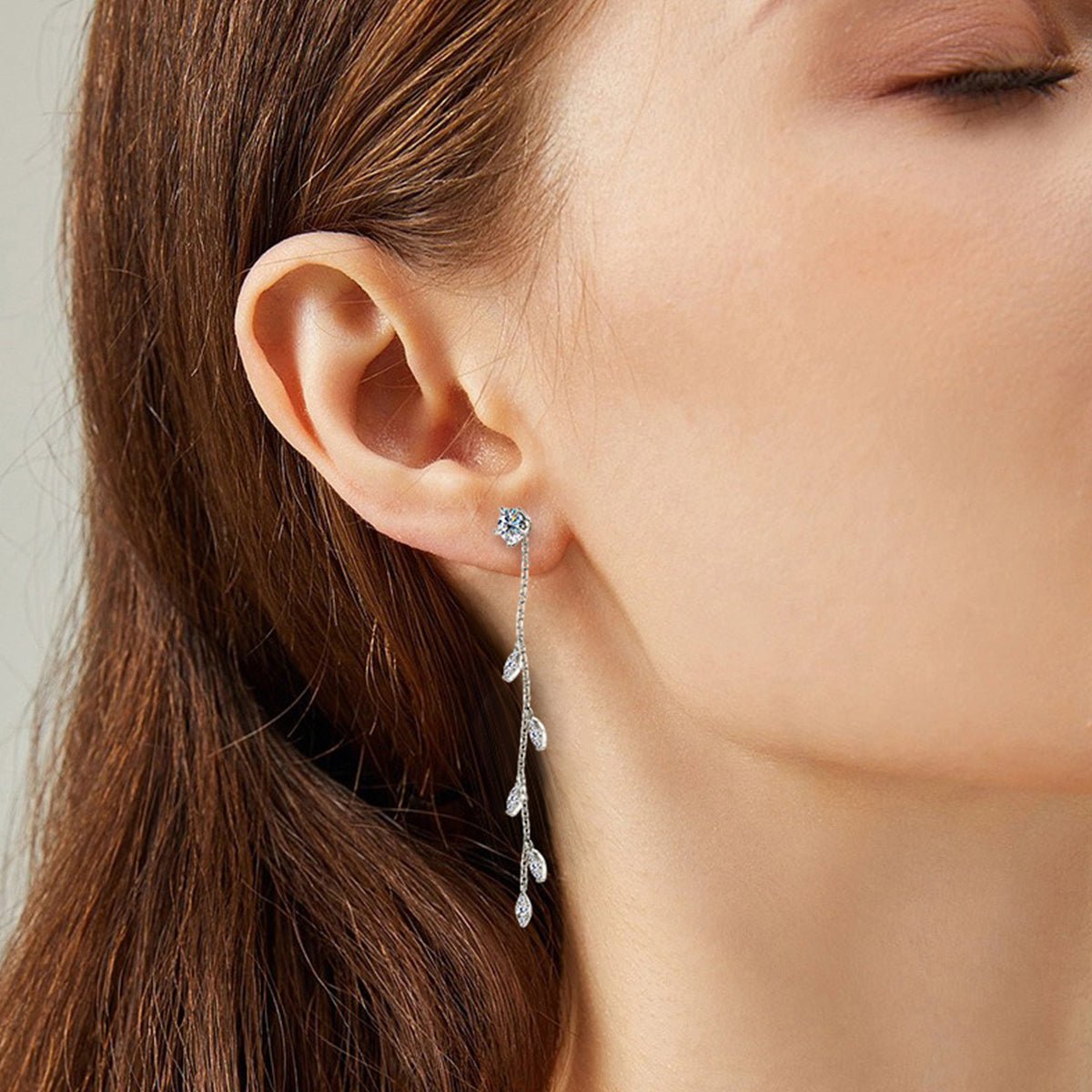 1.38 Carat Moissanite 925 Sterling Silver Leaf Earrings - Avek Brand