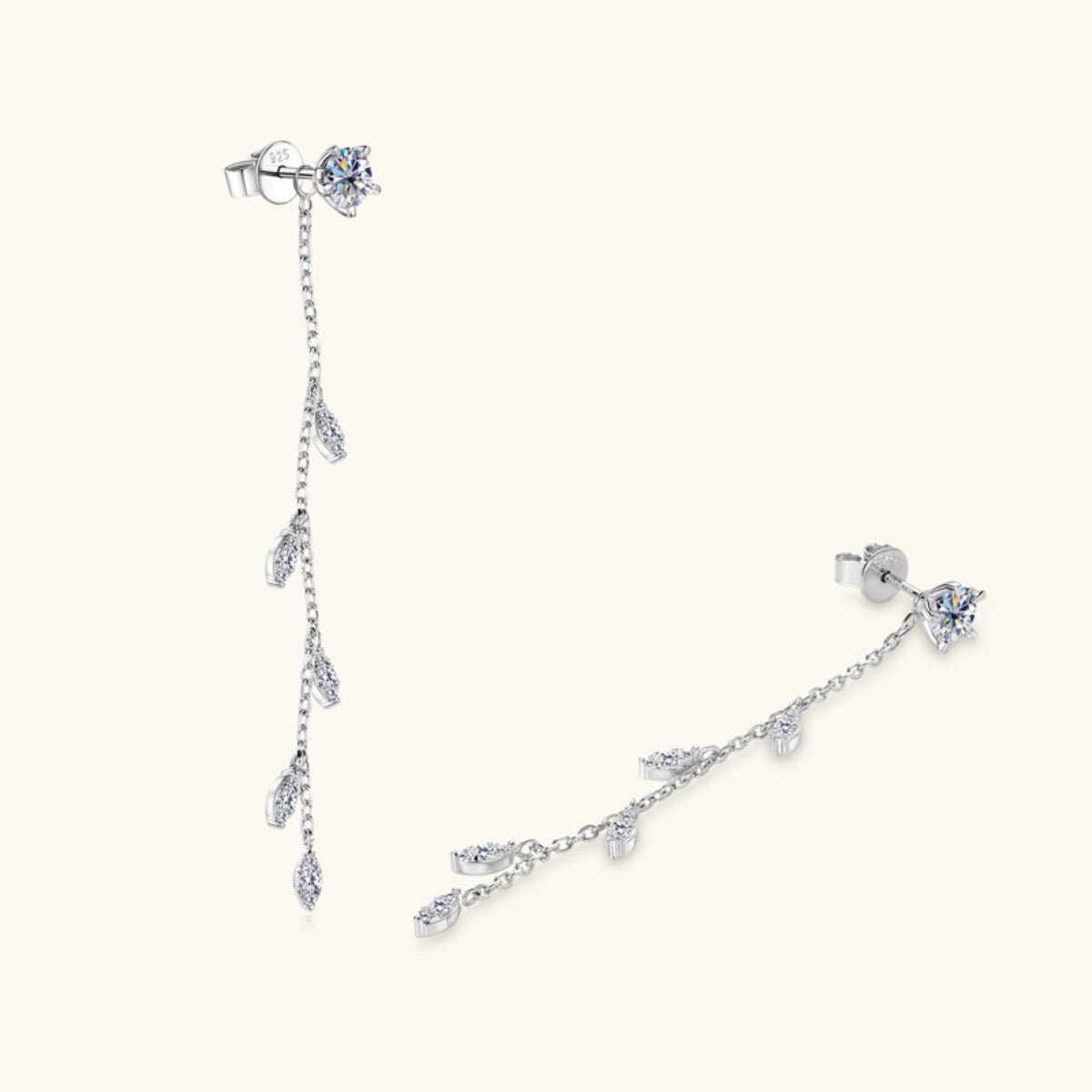 1.38 Carat Moissanite 925 Sterling Silver Leaf Earrings - Avek Brand