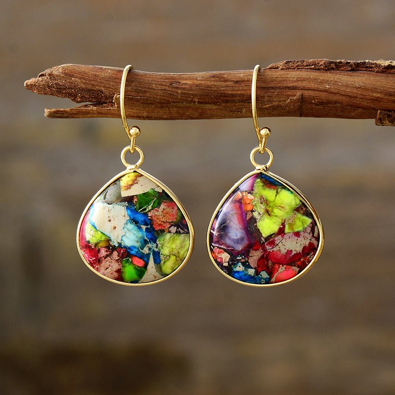 18K Gold - Plated Natural Stone Earrings - Avek Brand