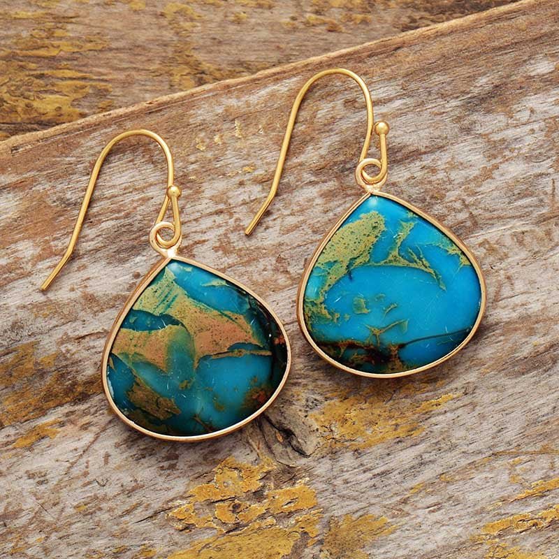 18K Gold - Plated Natural Stone Earrings - Avek Brand