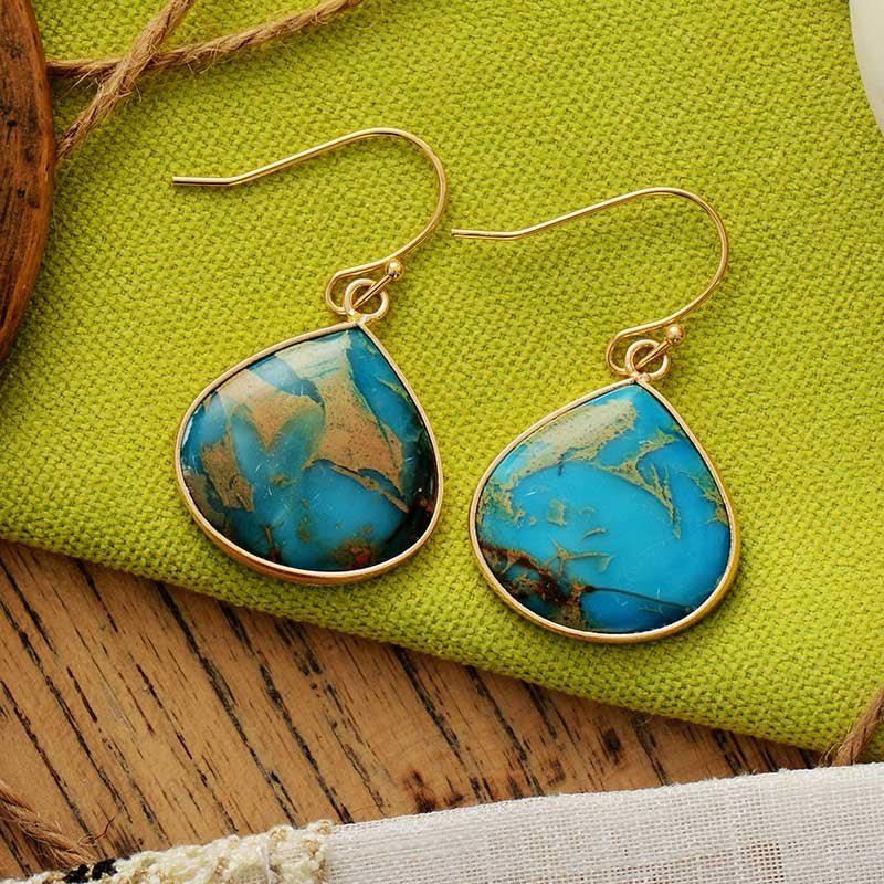 18K Gold - Plated Natural Stone Earrings - Avek Brand
