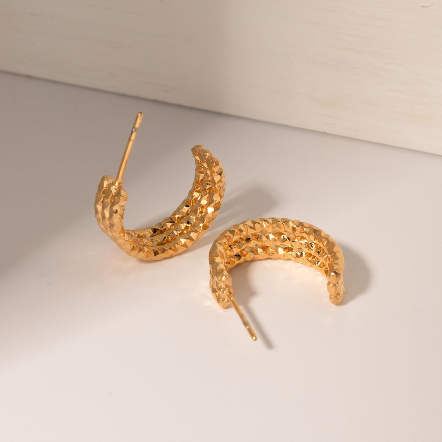 18K Gold - Plated Stainless Steel C - Hoop Earrings - Avek Brand