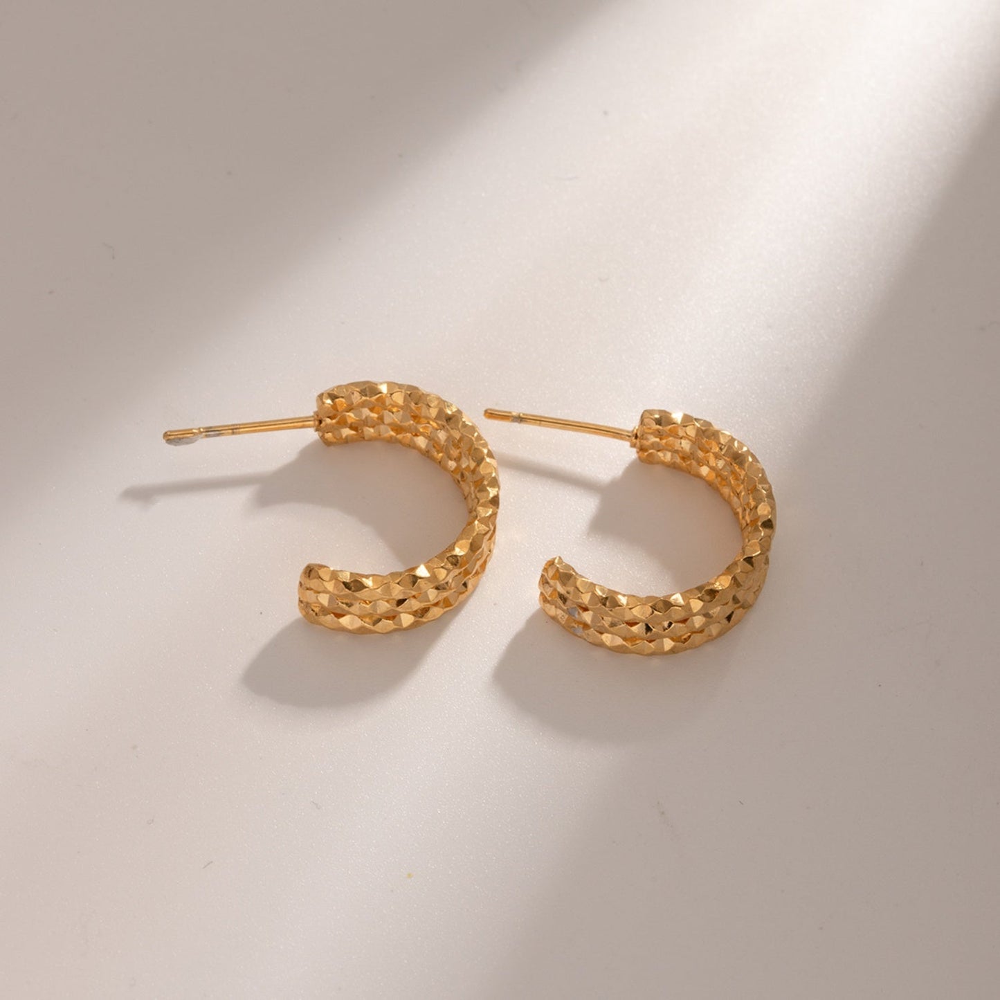 18K Gold - Plated Stainless Steel C - Hoop Earrings - Avek Brand
