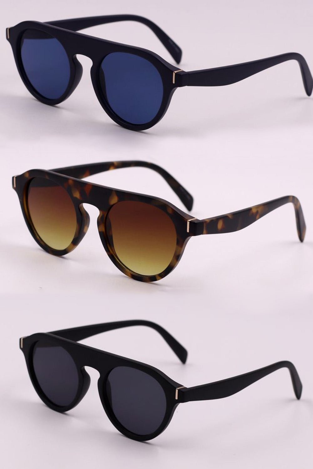 3 - Piece Round Polycarbonate Full Rim Sunglasses - Avek Brand