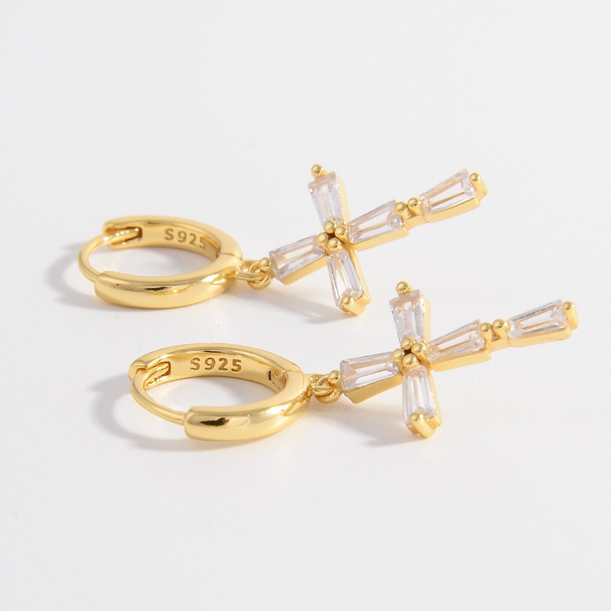 925 Sterling Silver Zircon Cross Earrings - Avek Brand