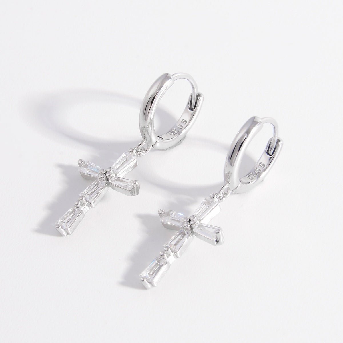 925 Sterling Silver Zircon Cross Earrings - Avek Brand