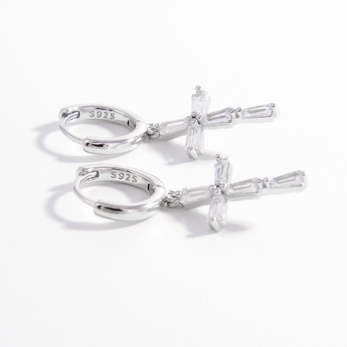 925 Sterling Silver Zircon Cross Earrings - Avek Brand