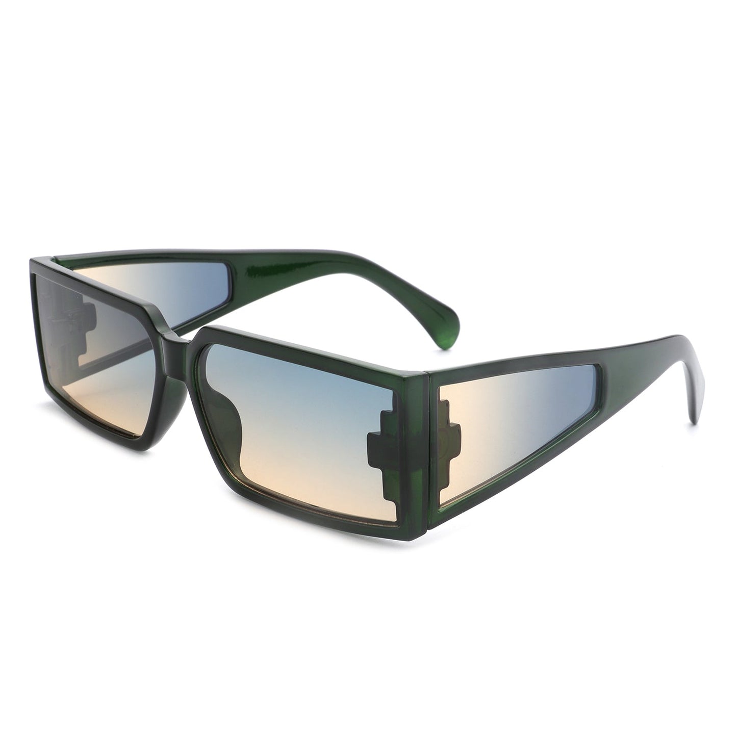 Daylumin - Retro Rectangle Chunky Square Wrap Around Sunglasses - Avek Brand