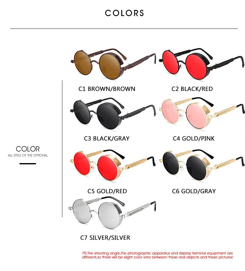 Metal Steampunk Sunglasses Men Women Fashion - Avek Brand
