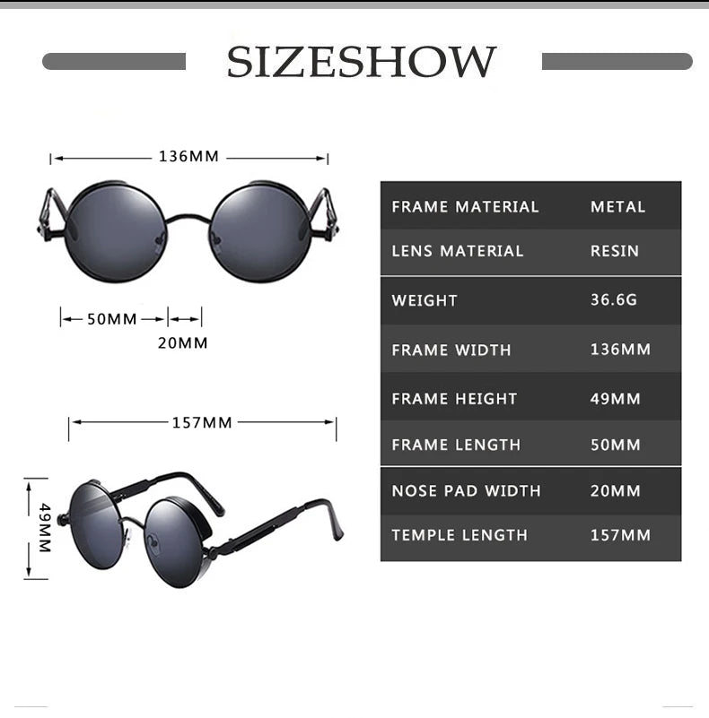 Metal Steampunk Sunglasses Men Women Fashion - Avek Brand