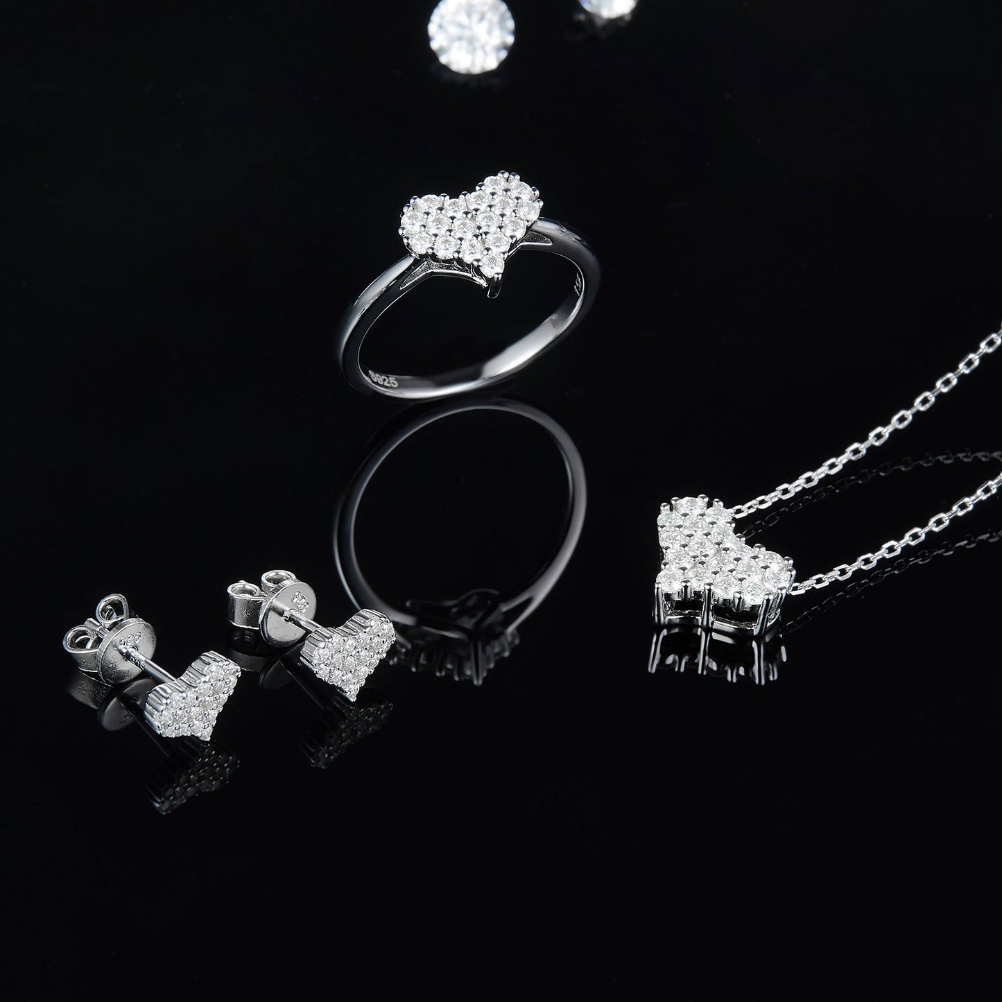 Moissanite 925 Sterling Silver Heart Stud Earrings - Avek Brand
