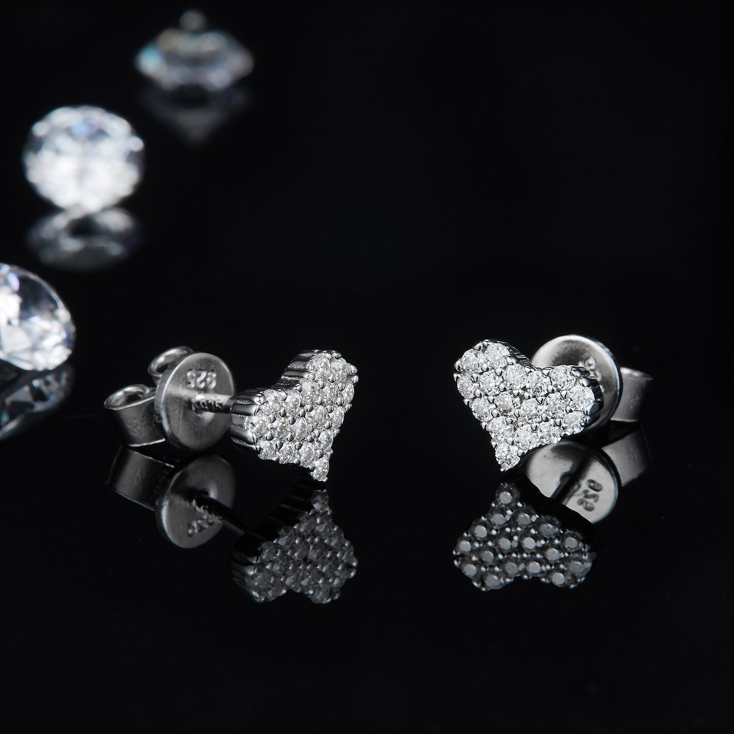 Moissanite 925 Sterling Silver Heart Stud Earrings - Avek Brand