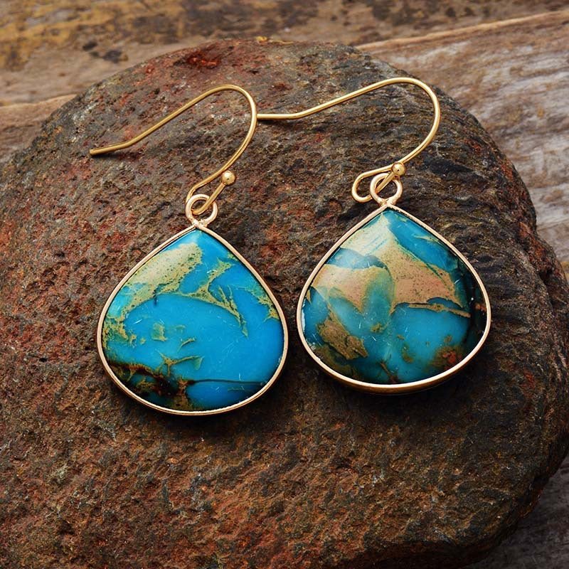 18K Gold - Plated Natural Stone Earrings - Avek Brand