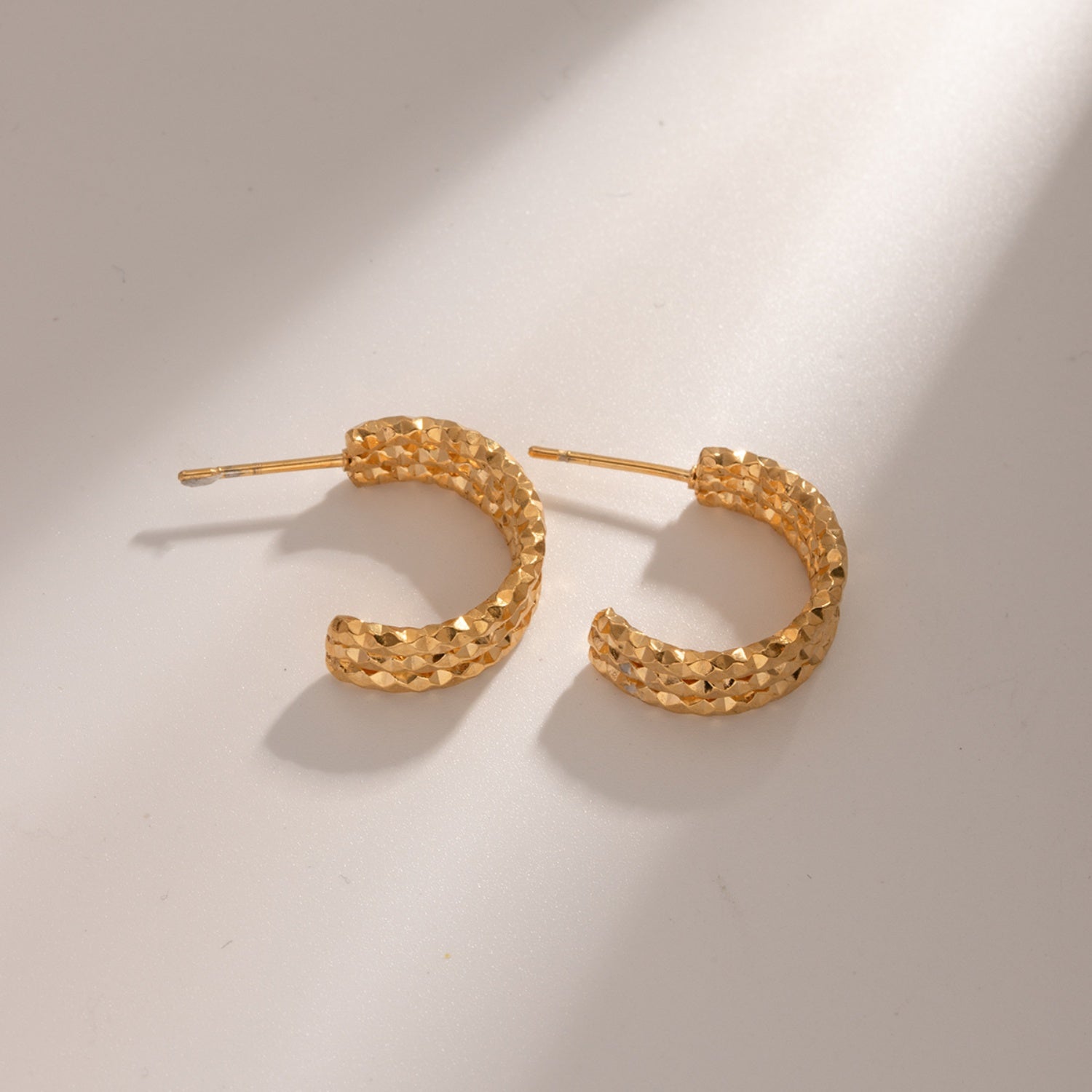 18K Gold - Plated Stainless Steel C - Hoop Earrings - Avek Brand