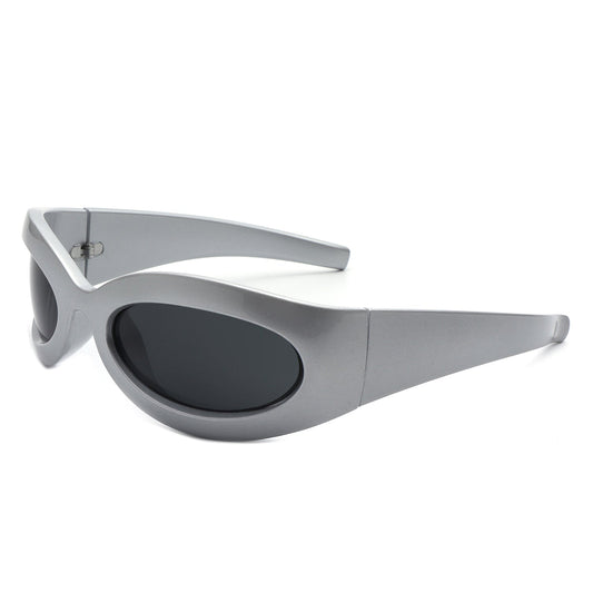 Albion - Retro Oval Wrap Around Round Sunglasses - Avek Brand