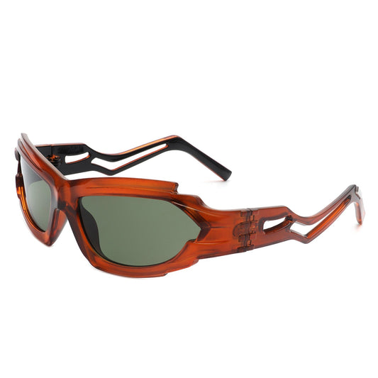 Moonhaze - Futuristic Rectangle Sport Wrap Around Sunglasses - Avek Brand