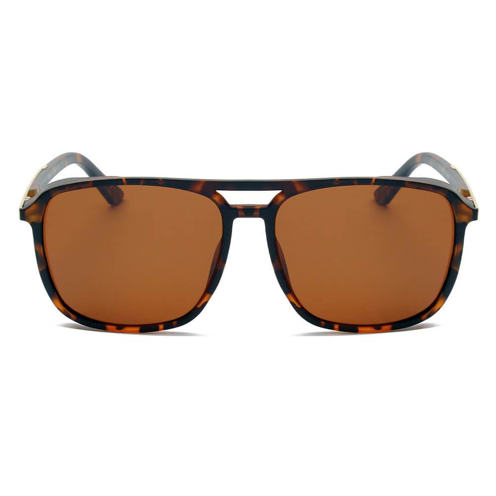 NAPA | Retro Vintage Flat Brow Bar Polarized Square Fashion Sunglasses - Avek Brand