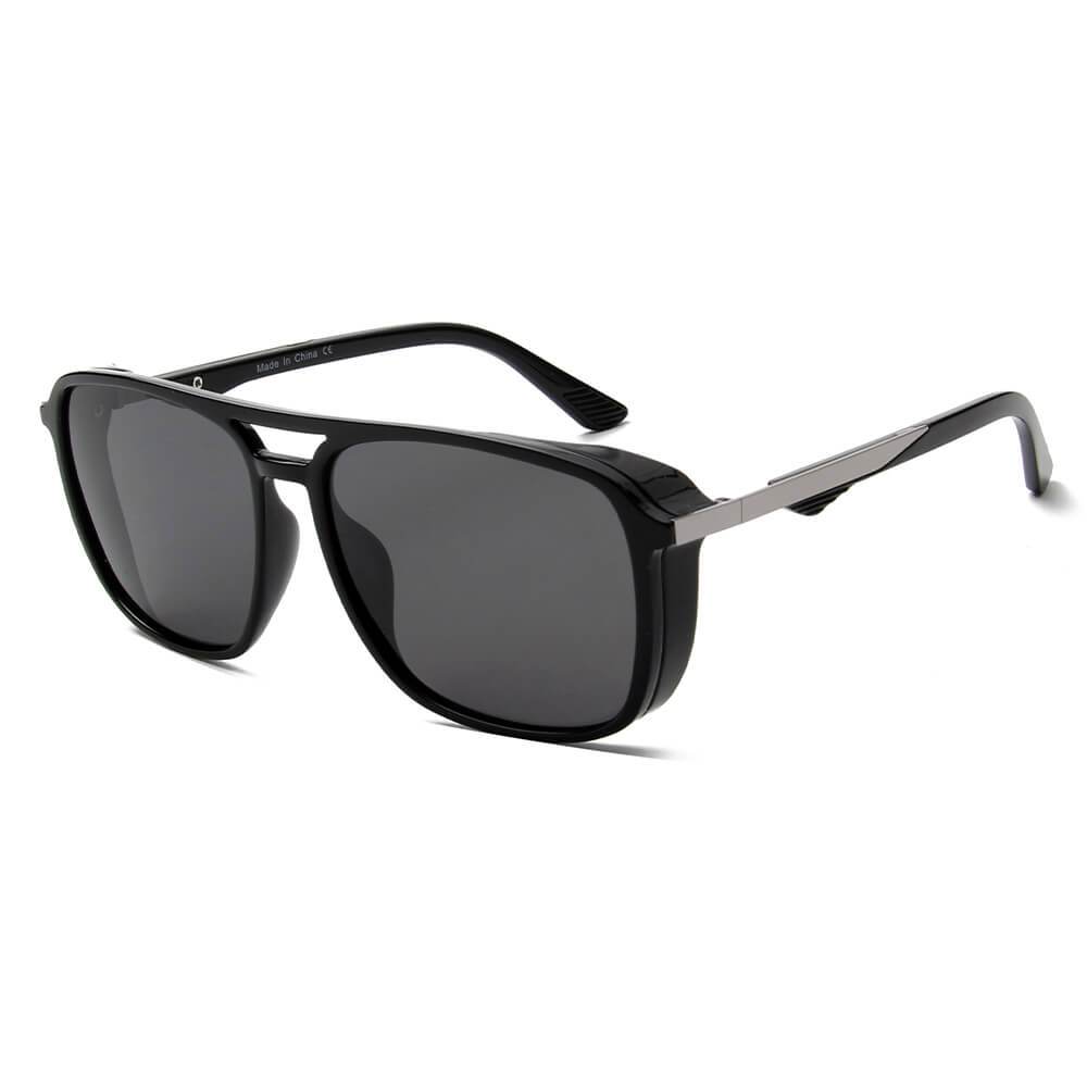 NAPA | Retro Vintage Flat Brow Bar Polarized Square Fashion Sunglasses - Avek Brand