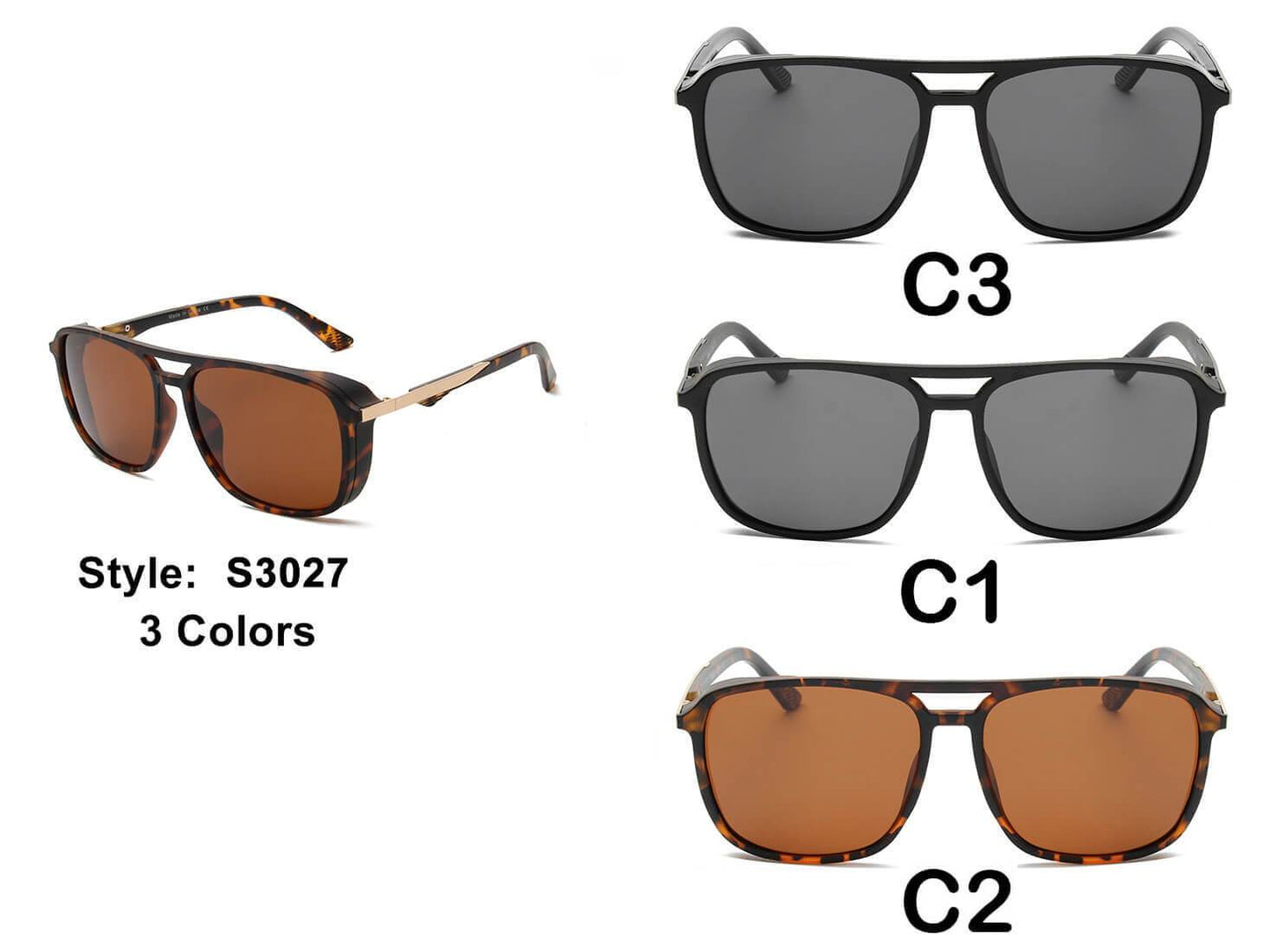 NAPA | Retro Vintage Flat Brow Bar Polarized Square Fashion Sunglasses - Avek Brand