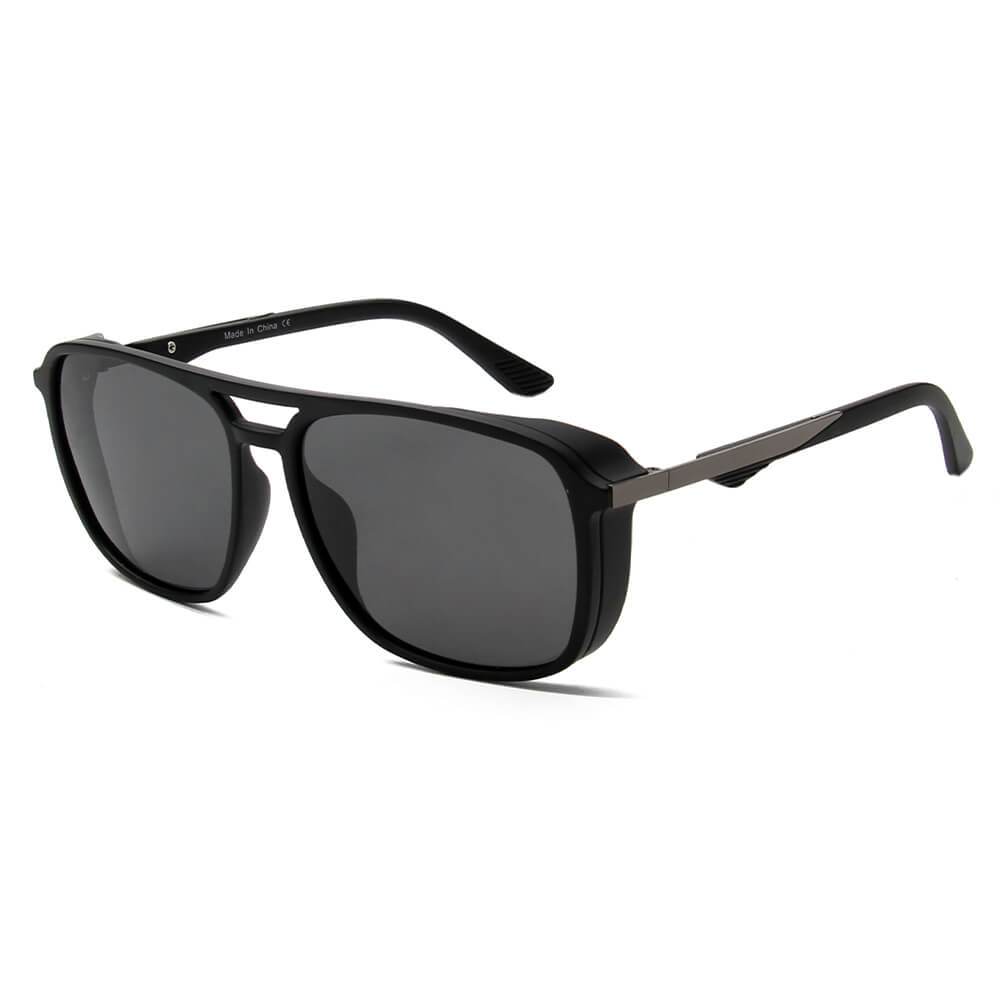 NAPA | Retro Vintage Flat Brow Bar Polarized Square Fashion Sunglasses - Avek Brand