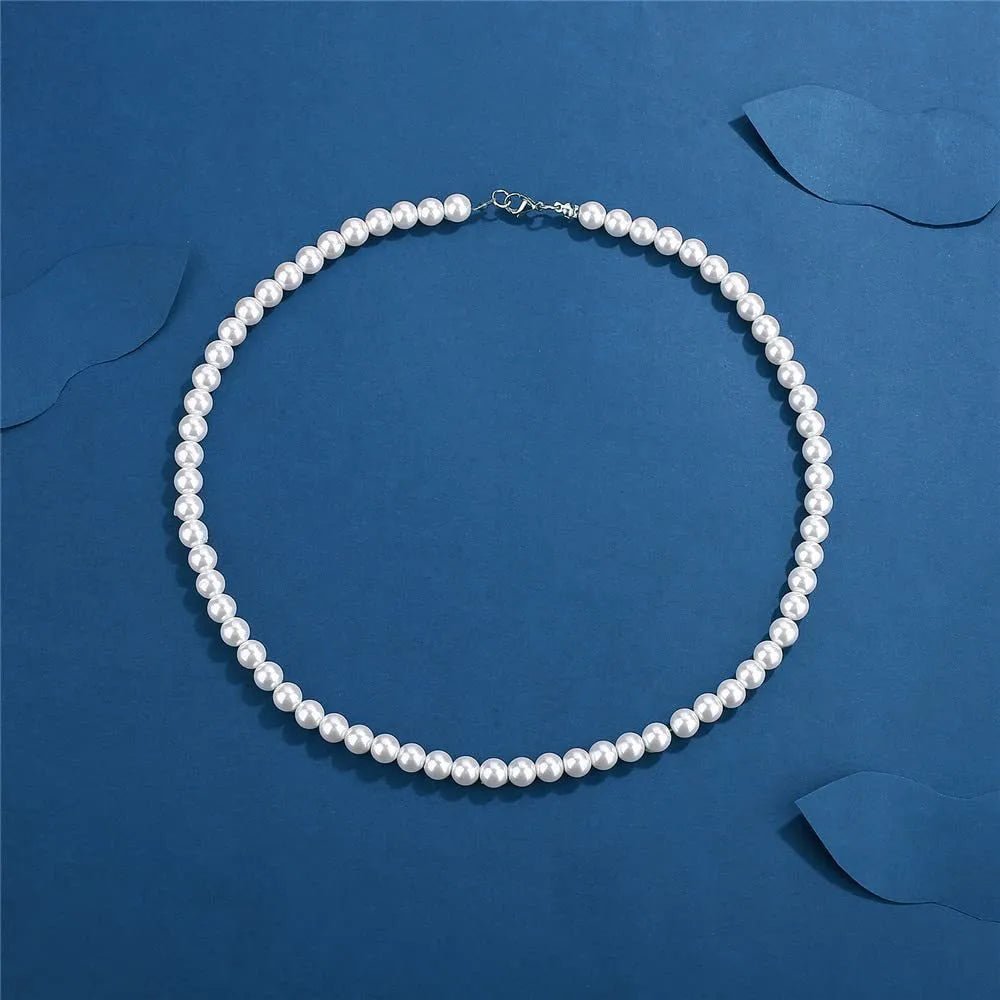 Pearl Necklace Men Simple Handmade Strand Bead Necklace - Avek Brand