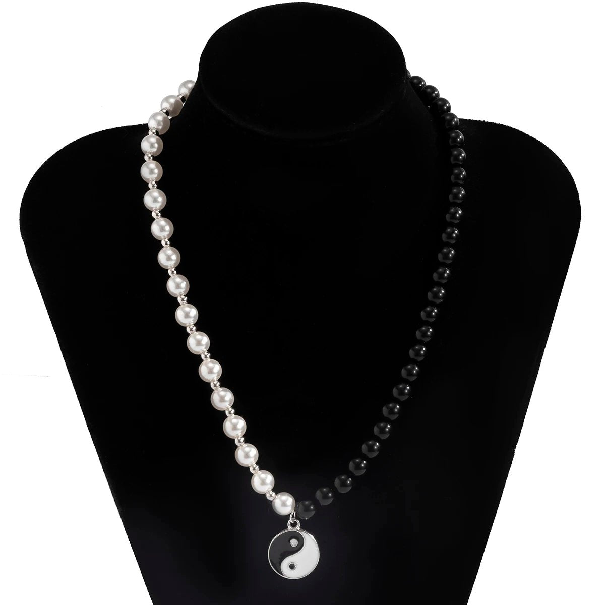 Punk Black White Imitation Pearl Beads Choker Necklace for Men Collar Statement - Avek Brand