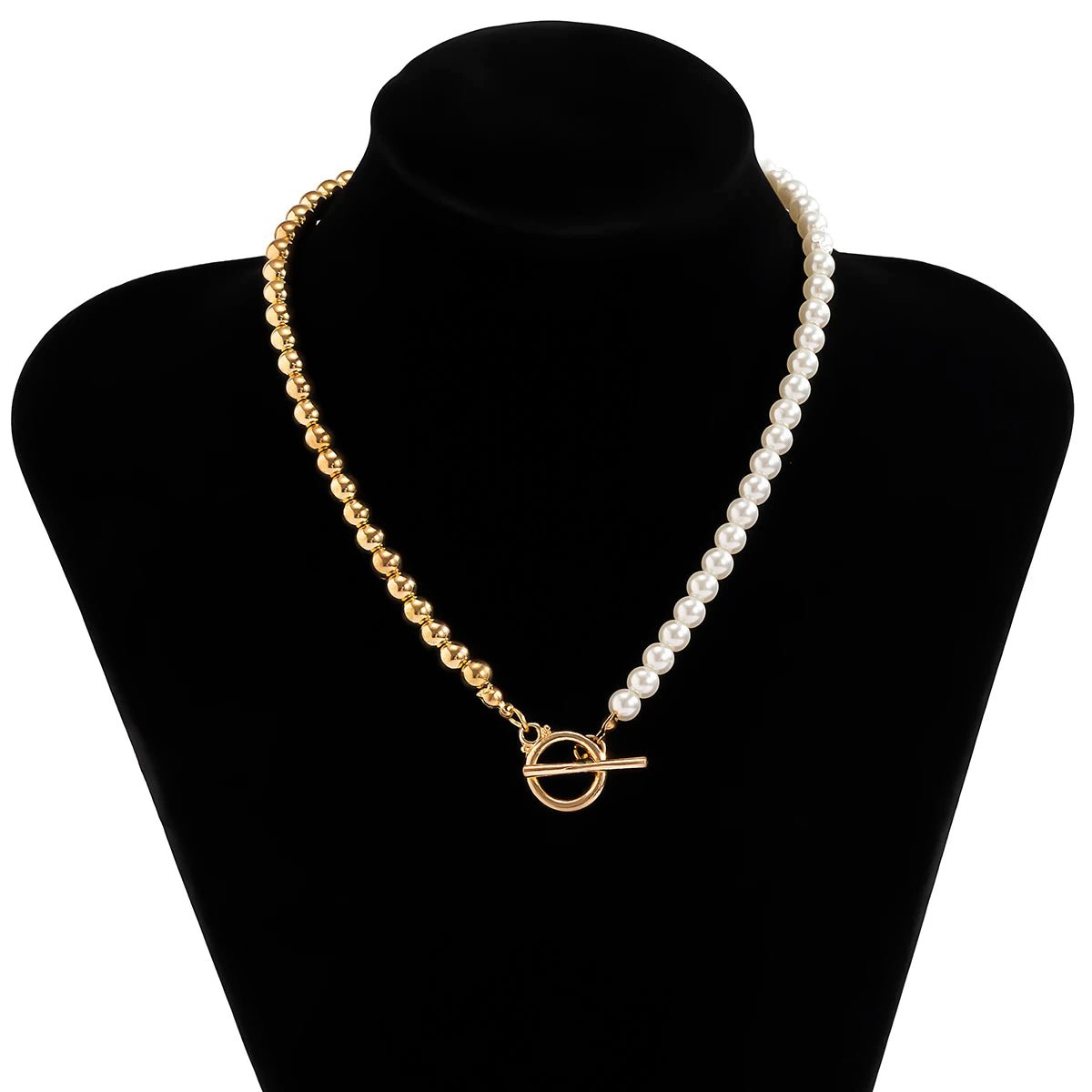 Punk Black White Imitation Pearl Beads Choker Necklace for Men Collar Statement - Avek Brand