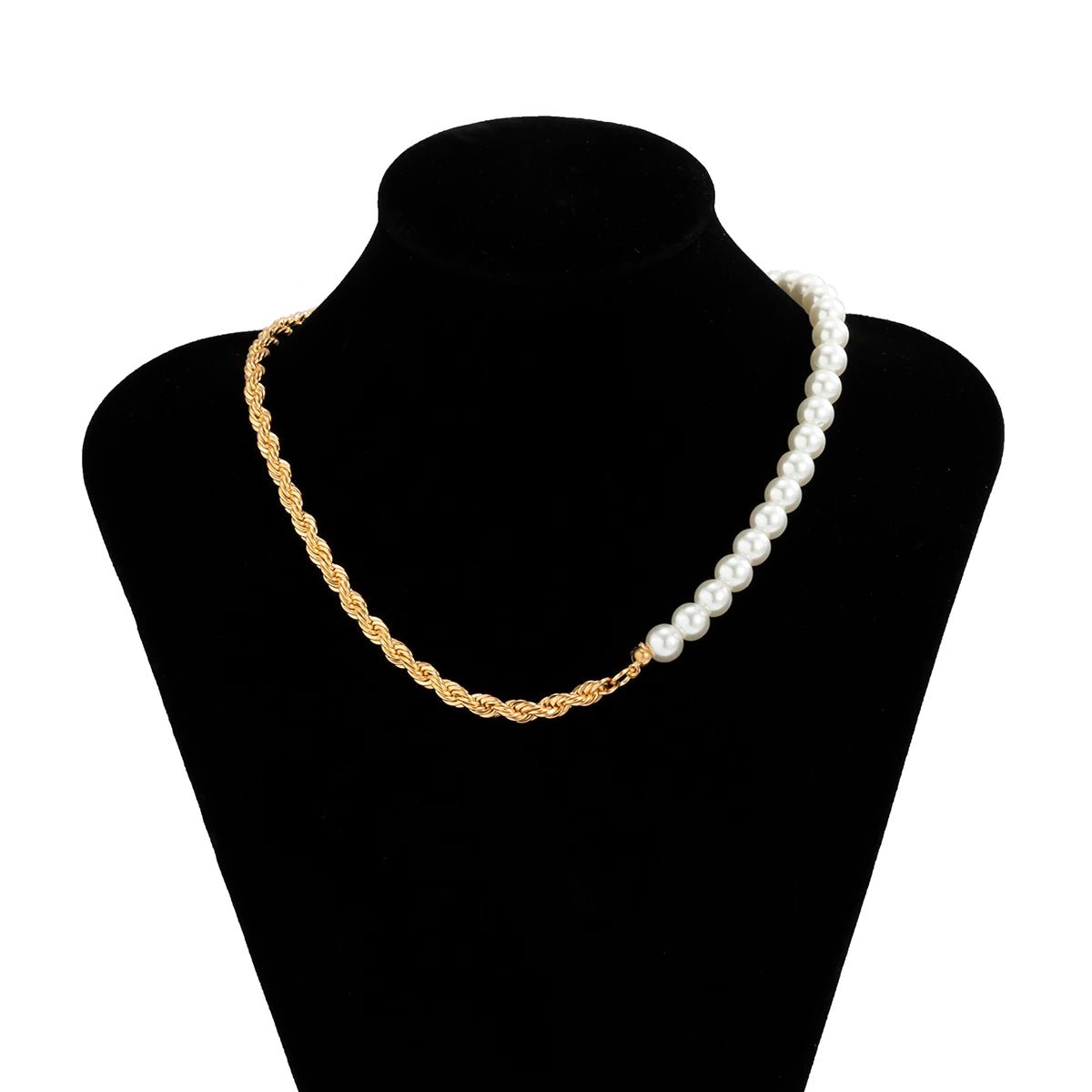 Punk Black White Imitation Pearl Beads Choker Necklace for Men Collar Statement - Avek Brand