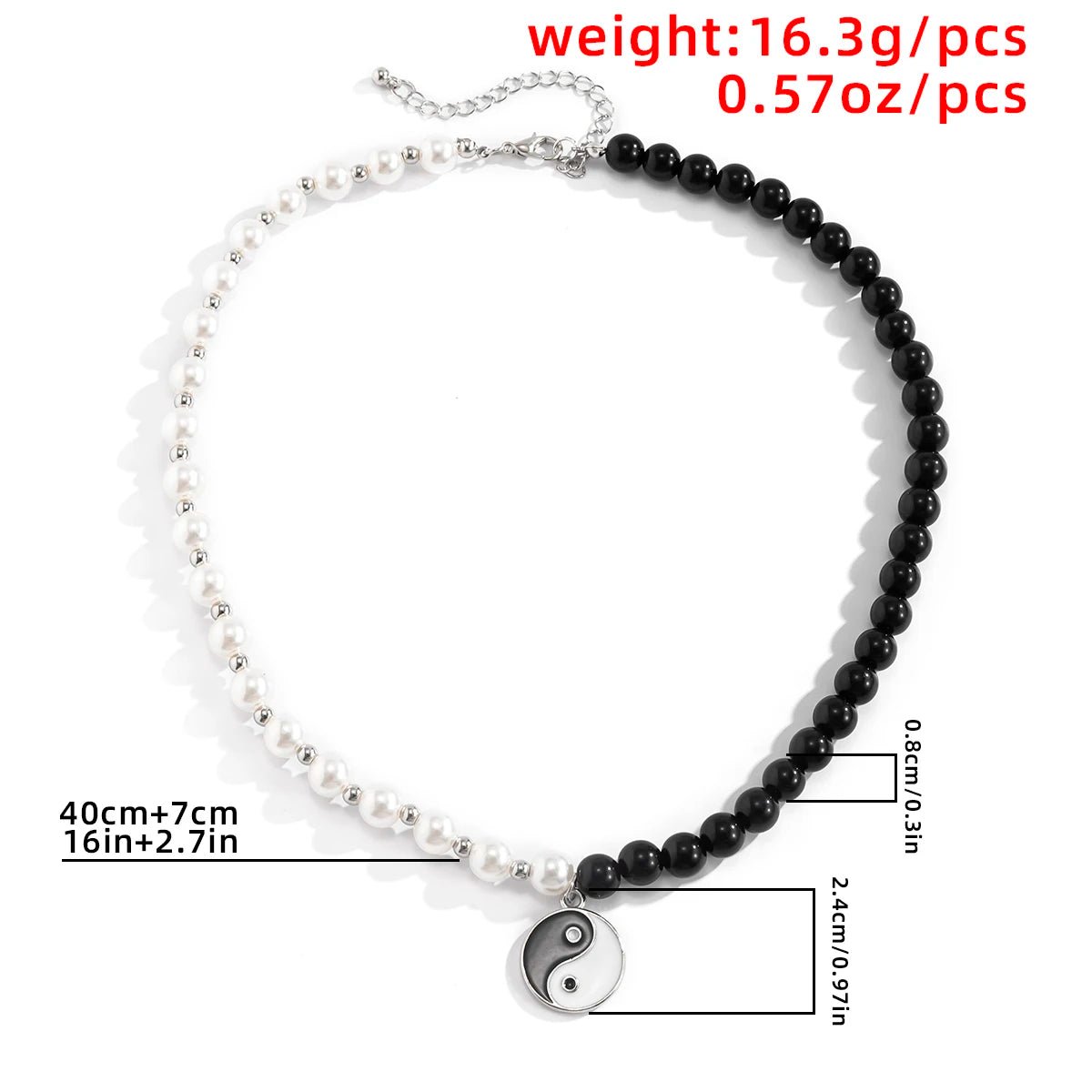 Punk Black White Imitation Pearl Beads Choker Necklace for Men Collar Statement - Avek Brand