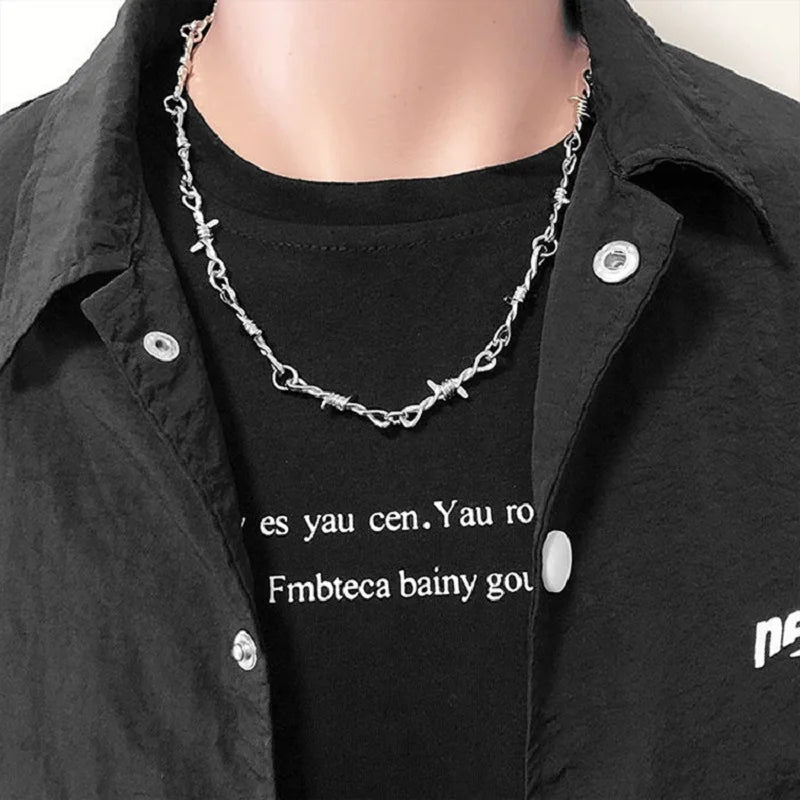Punk Imitation Pearl Thorns Chain Necklace for Men Women Hip Hop - Avek Brand
